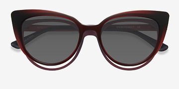 Burgundy Avenida Clip-On -  Plastique Lunettes de vue