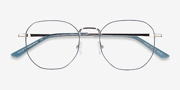Navy & Silver Ethan -  Coloré Métal Lunettes de vue