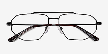 Shiny Black Tortoise Foxtrot -  Métal Lunettes de vue