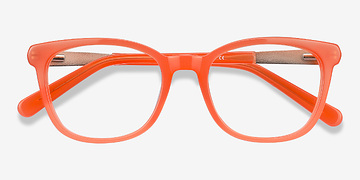 Orange Kat -  Coloré Acetate, Metal Lunettes de vue