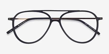 Matte Black & Gold Clip -  Geek Plastic, Metal Lunettes de vue