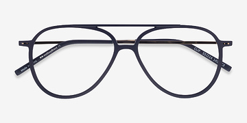 Matte Navy & Gold Clip -  Geek Plastic, Metal Lunettes de vue