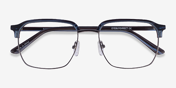 Blue Striped & Gunmetal Break -  Acetate, Metal Lunettes de vue