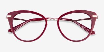 Burgundy Rose Gold Dauphine -  Métal Lunettes de vue