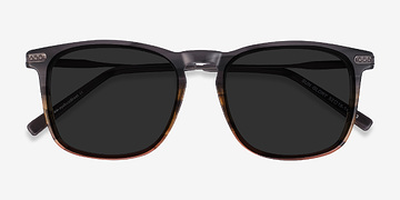 Gray Striped Sun Glory -  Acetate, Metal Lunettes de soleil