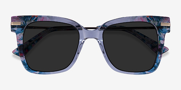 Clear Blue Floral Gold September -  Métal Lunettes de soleil